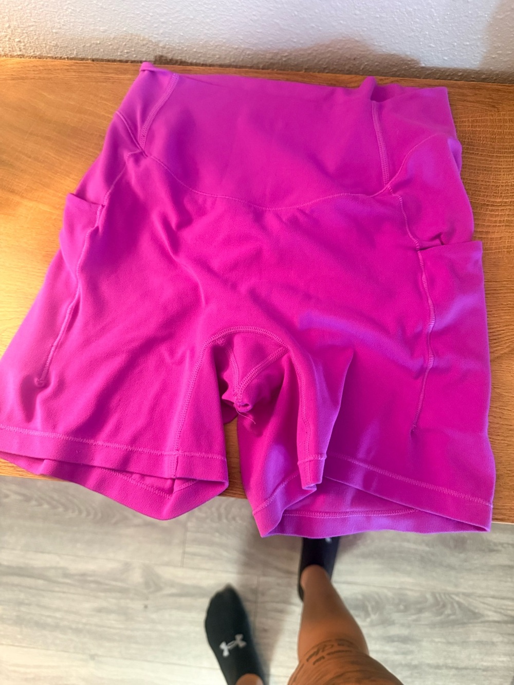 Paragon Fitwear Neon Pink High-Rise Bike Shorts with Side Pockets